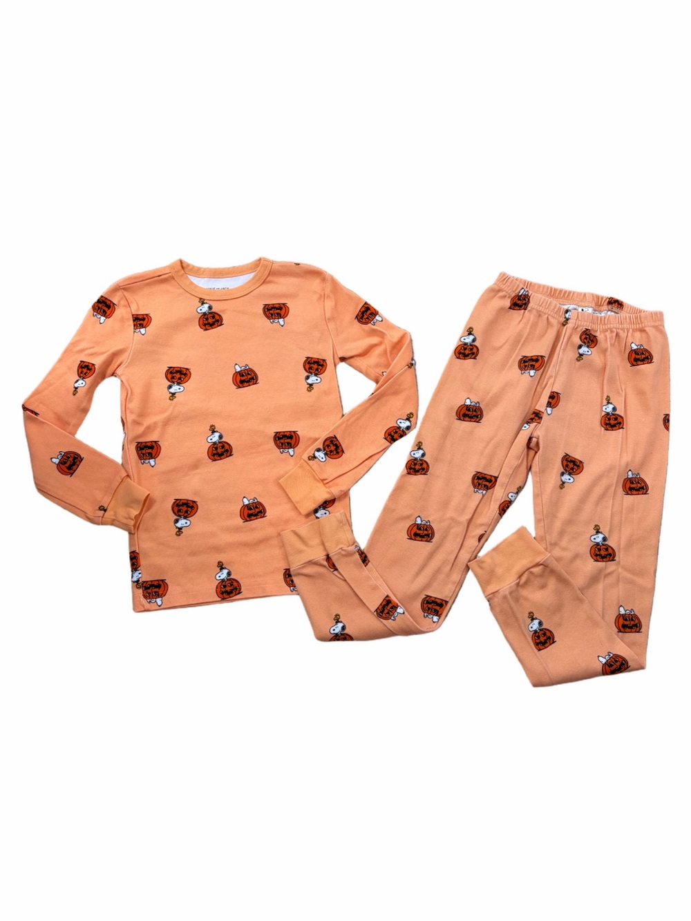 Janie and Jack Size 7 Good Night Pajama In Peanuts Halloween Snoopy Pumpkins